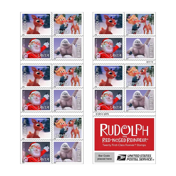 USPS Rudolph the Red-Nosed Reindeer Forever Stamps Booklet of 20