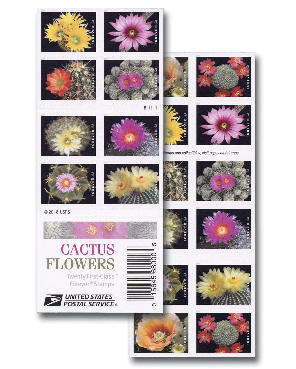 USPS 2019 Cactus Flowers Forever Stamps Booklet of 20 - Mint (10 Designs, Scott #5350-5359)