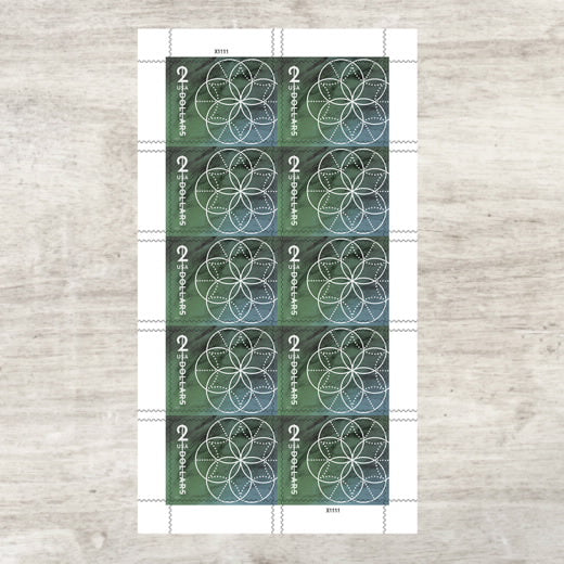 USPS 2022 $2 Floral Geometry Stamps Pane of 10 - Mint (Scott #5700)
