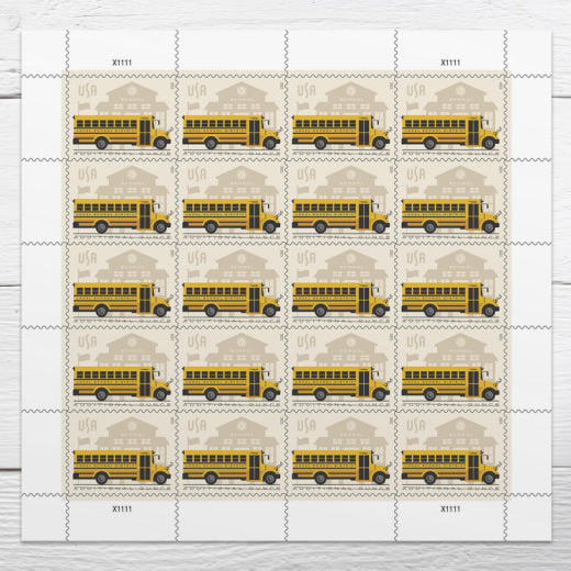USPS School Bus Additional Ounce Stamps Sheet of 20