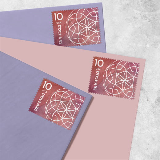 USPS $10 Floral Geometry Stamps Pane of 4