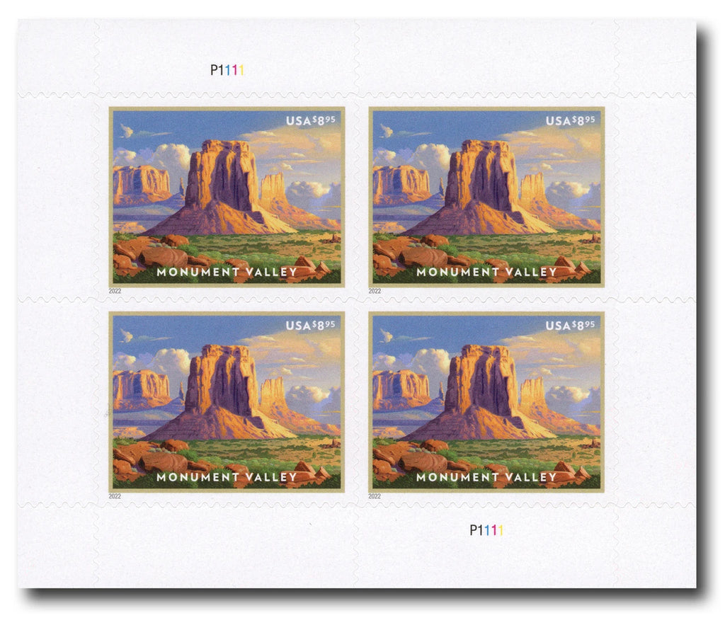 USPS 2022 "Monument Valley" Priority Mail Stamp — Pane of 4 — Mint (Scott Catalog #5666)