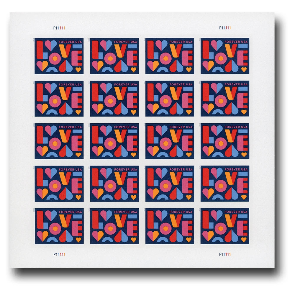 USPS 2021 Love Forever Stamps Sheet of 20 - Mint (Scott #5543)