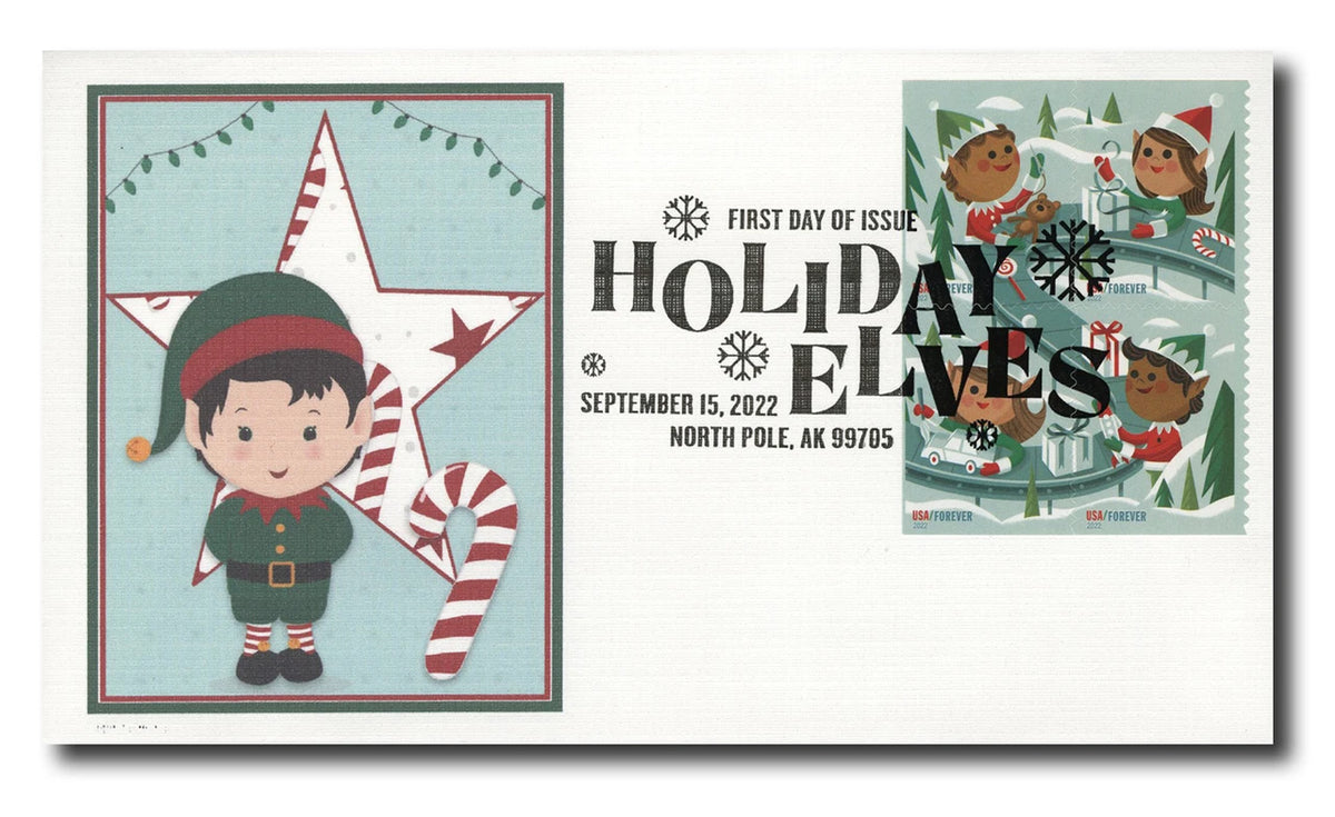 2022 USPS Holiday Elves Forever Stamps Booklet of 20