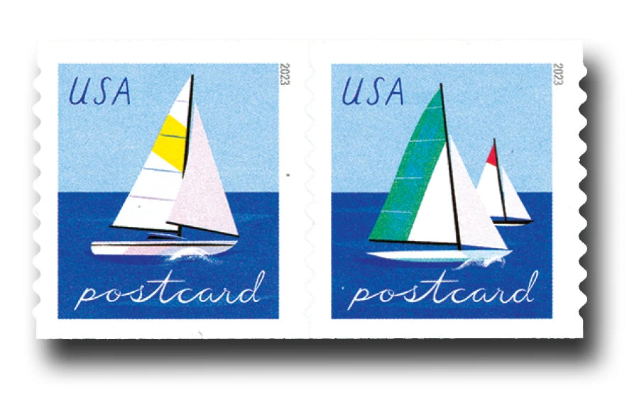 2023 USPS Sailboats Postcard Rate Stamps Pane of 20 (2 Designs)