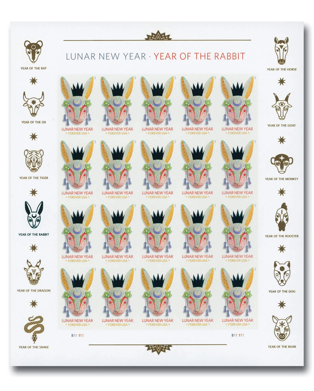 USPS 2023 Lunar New Year Year of the Rabbit Forever Stamps Sheet of 20 - Mint (Scott #5744)