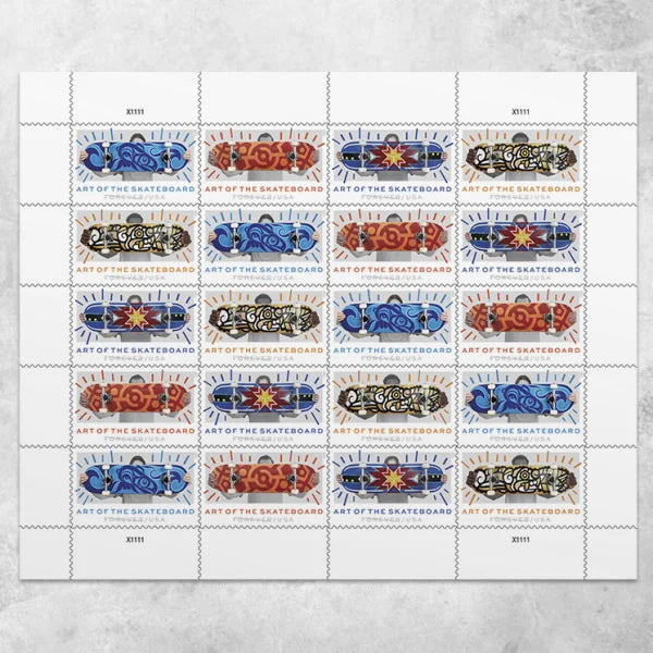 USPS Art of the Skateboard Forever Stamps Sheet of 20