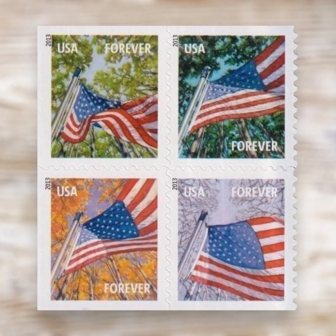 2013 USPS A Flag for All Seasons Forever Stamps Booklet of 20 (4 Designs)