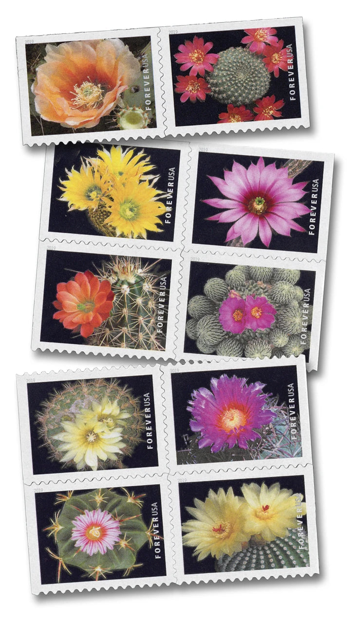 USPS 2019 Cactus Flowers Forever Stamps Booklet of 20 - Mint (10 Designs, Scott #5350-5359)