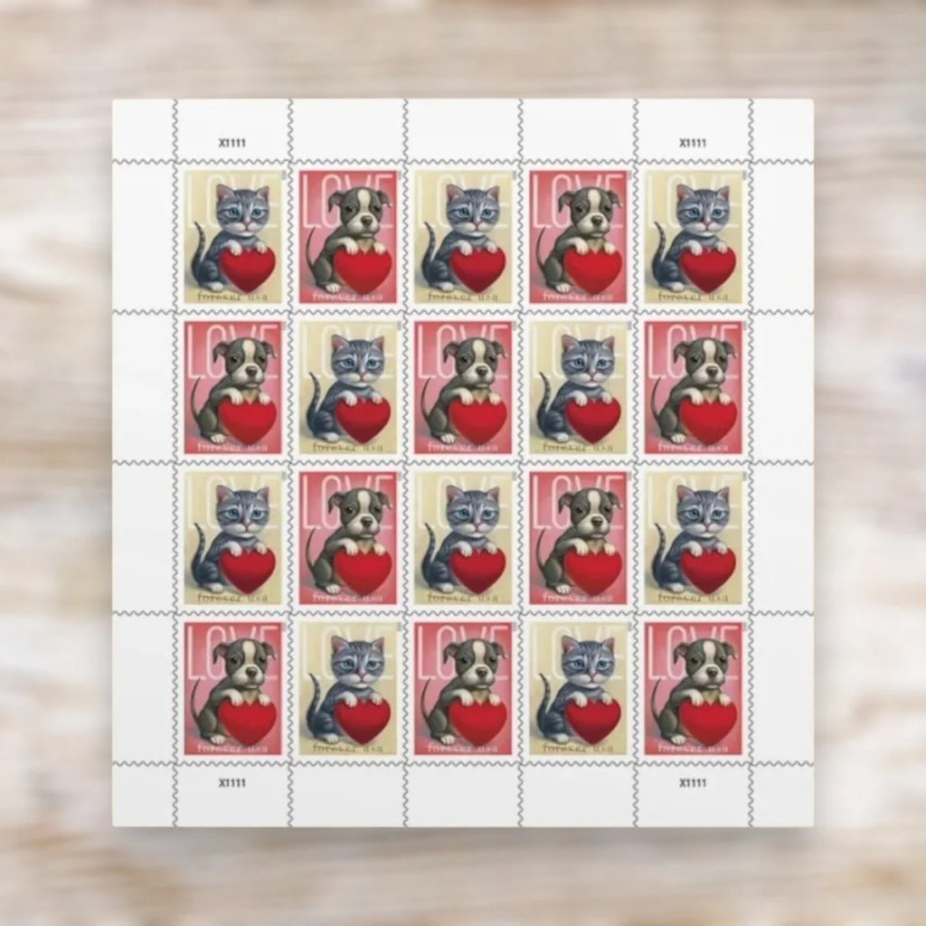 2023 USPS Love (Kitten & Puppy) Forever Stamps Pane of 20