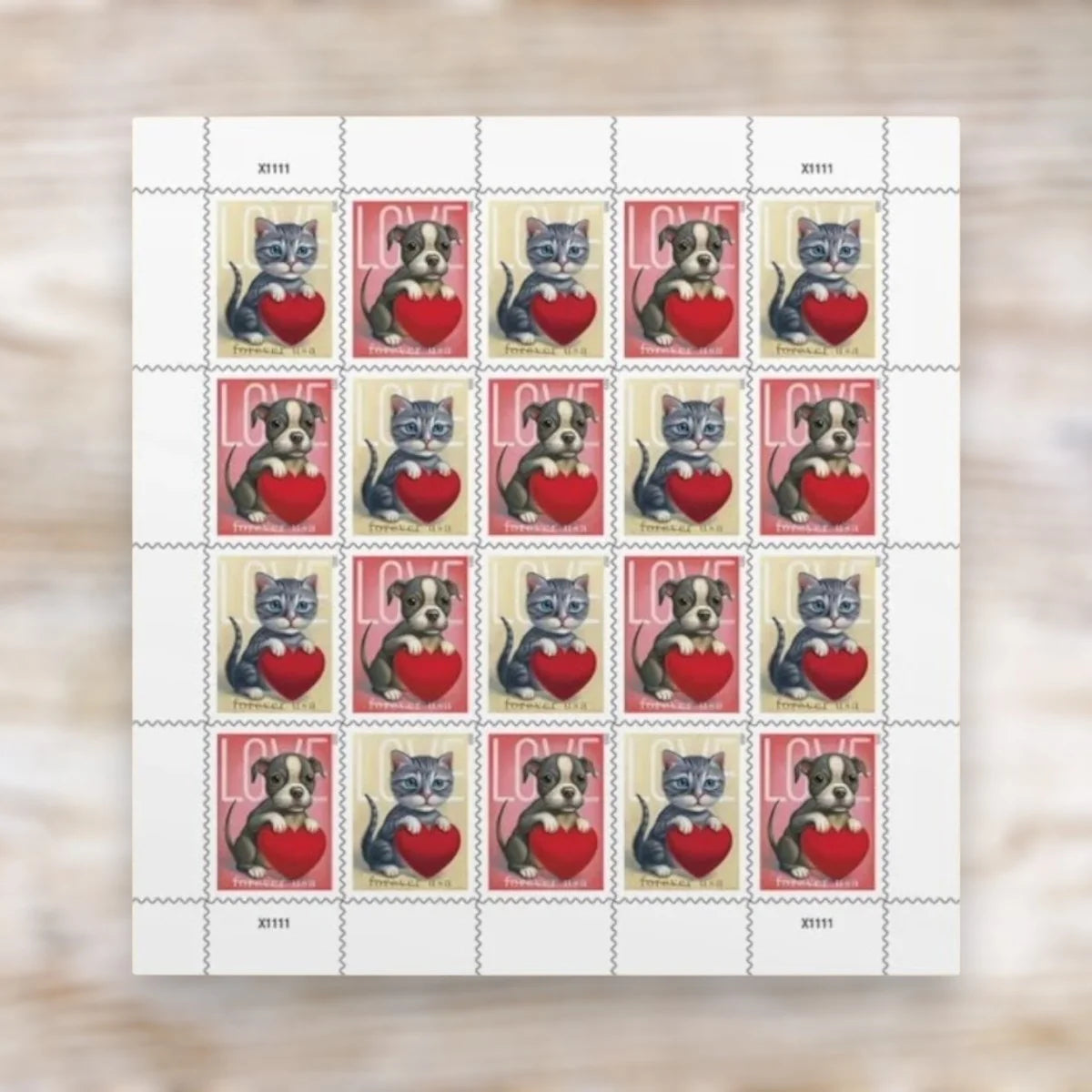 2023 USPS Love (Kitten & Puppy) Forever Stamps Pane of 20