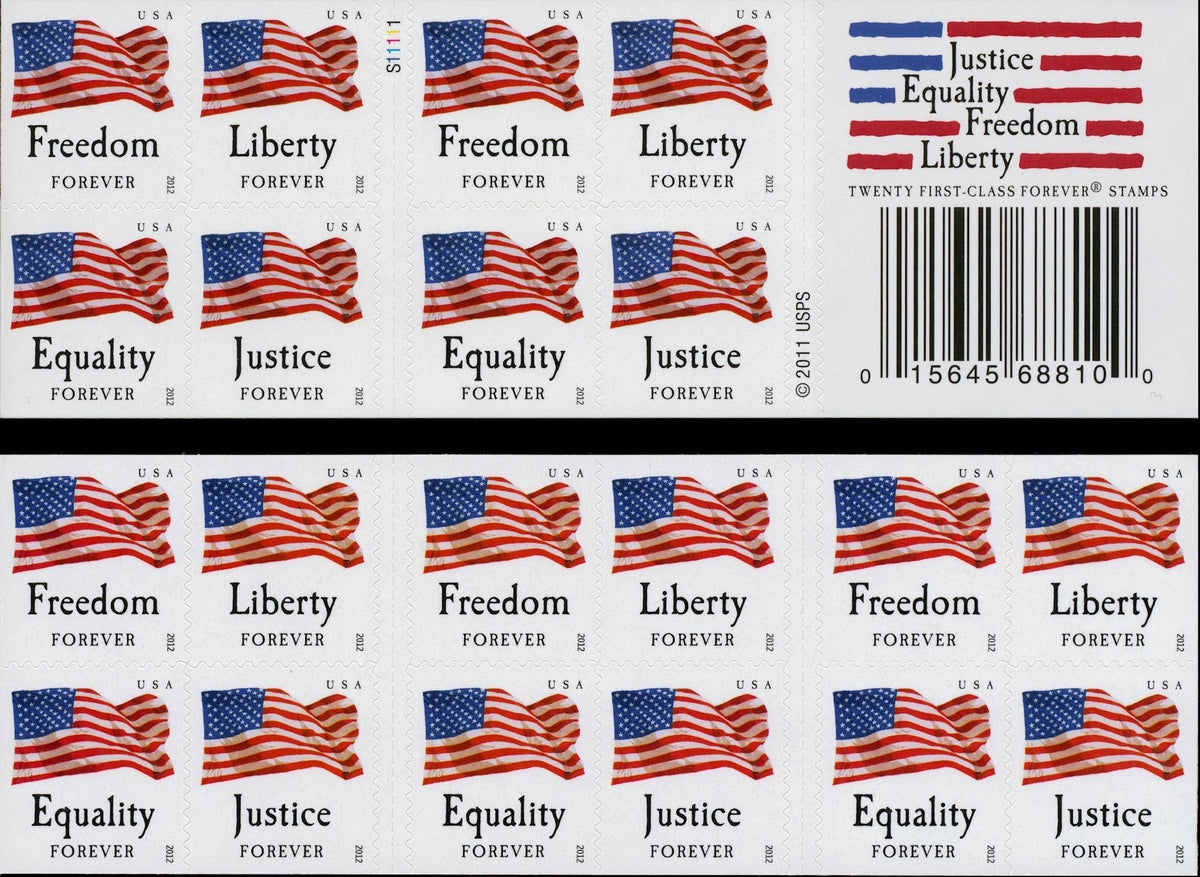 2012 USPS Four Flags Forever Stamps Booklet of 20