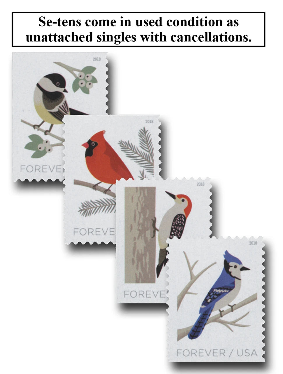 2018 USPS Birds in Winter Forever Stamps Booklet of 20