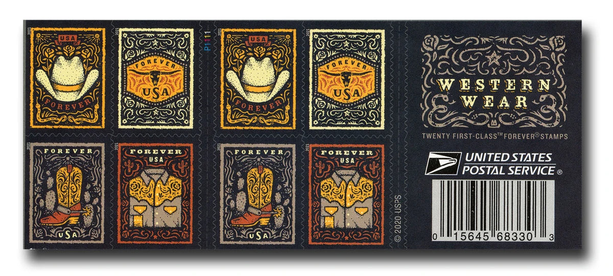 USPS Western Wear Forever Stamps Booklet of 20