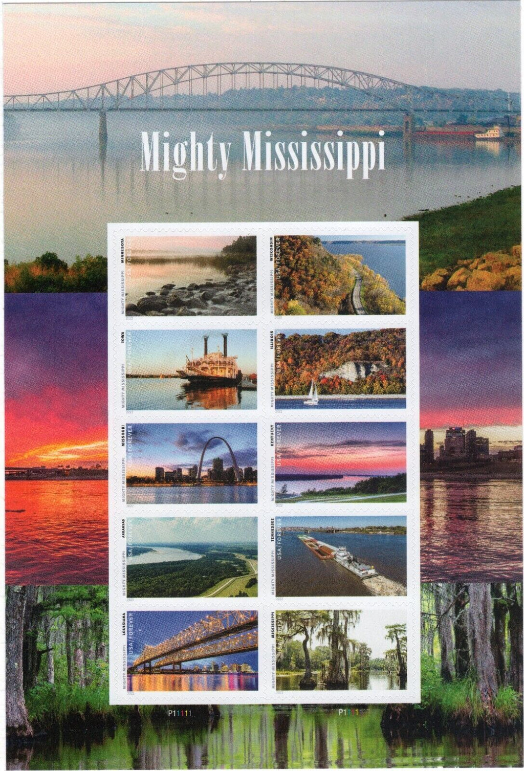 USPS Mighty Mississippi Forever Stamps Sheet of 10