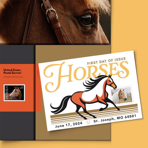 2024 USPS Horses Forever Stamps Pane of 20 (5 Designs)