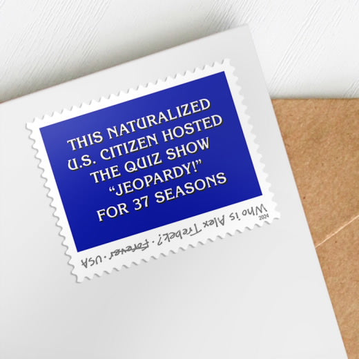 2024 USPS Alex Trebek Forever Stamps Pane of 20 (Jeopardy!)