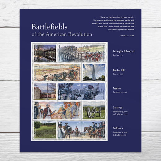 USPS Battlefields of the American Revolution Forever Stamps Sheet of 15