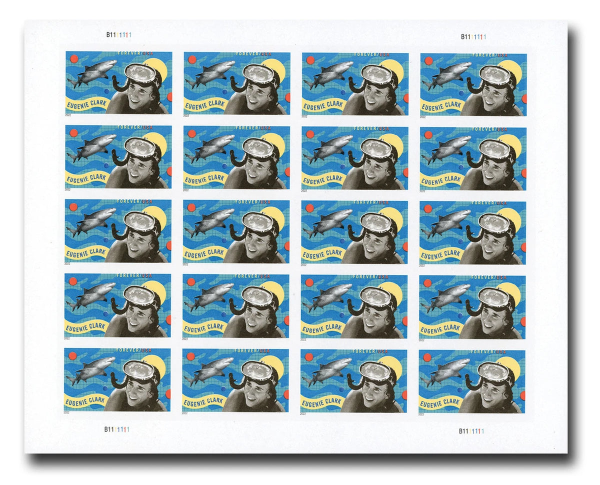USPS 2022 Eugenie Clark Forever Stamps Sheet of 20 - Mint (Scott #5693)