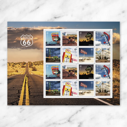 USPS Route 66 Forever Stamps Sheet of 16 - Centennial Edition