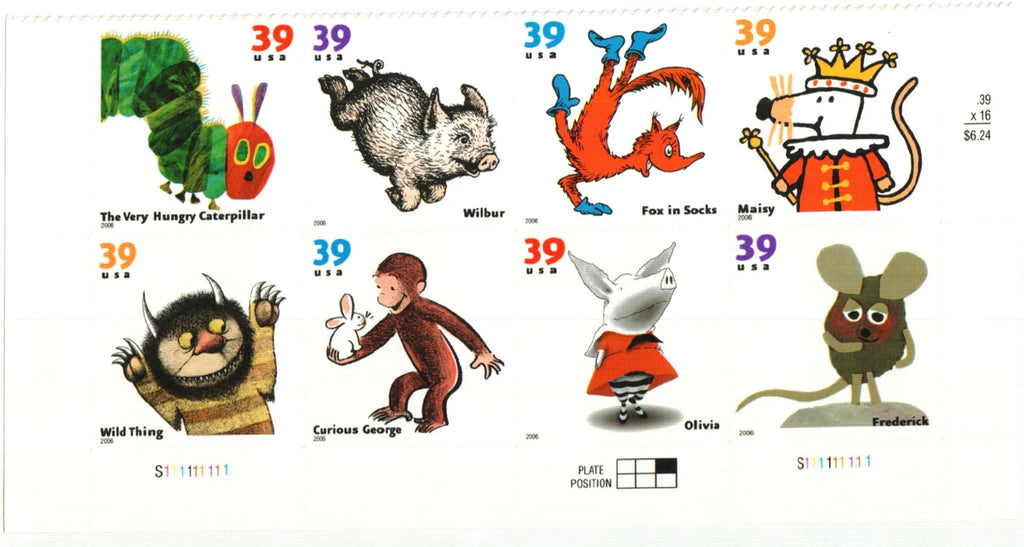 2006 USPS Favorite Children’s Book Animals Stamps Pane of 16