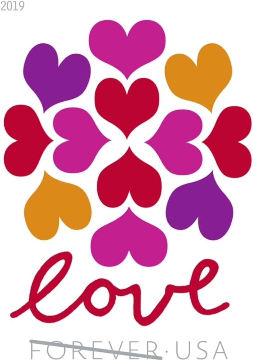 USPS 2019 Hearts Blossom Love Forever Stamps Sheet of 20 - Mint (Scott #5339)