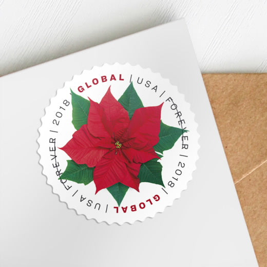 USPS Global Poinsettia Forever Stamps Sheet of 10