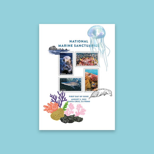 USPS National Marine Sanctuaries Forever Stamps Sheet of 16