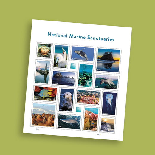 USPS National Marine Sanctuaries Forever Stamps Sheet of 16