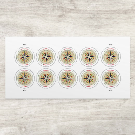 USPS 2025 1794 Compass Rose Global Forever Stamps Sheet of 10 - Mint