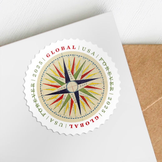 USPS 2025 1794 Compass Rose Global Forever Stamps Sheet of 10 - Mint