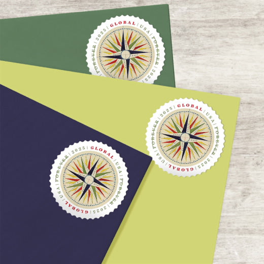 USPS 2025 1794 Compass Rose Global Forever Stamps Sheet of 10 - Mint