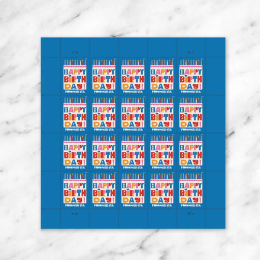 USPS Happy Birthday Forever Stamps Sheet of 20