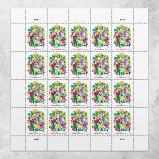 2024 USPS Wedding Blooms Stamps Pane of 20 (Two-Ounce Rate)
