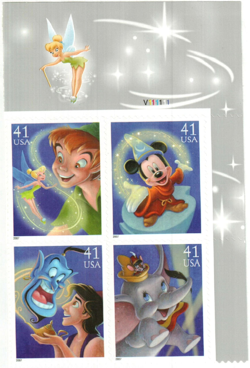 2007 USPS The Art of Disney: Magic Stamps Pane of 20