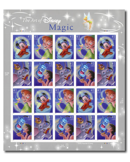 2007 USPS The Art of Disney: Magic Stamps Pane of 20