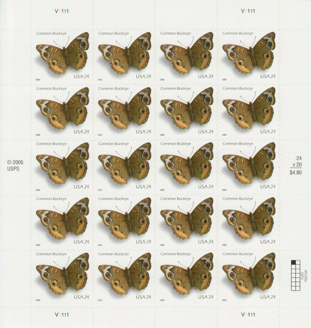 USPS 2006 Common Buckeye Butterfly 24¢ Stamps Booklet of 10 - Mint (Scott #4001b)