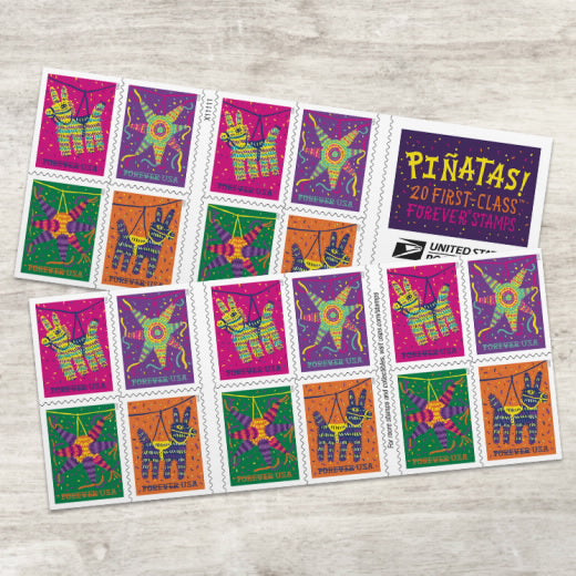 USPS Piñatas! Forever Stamps Booklet of 20