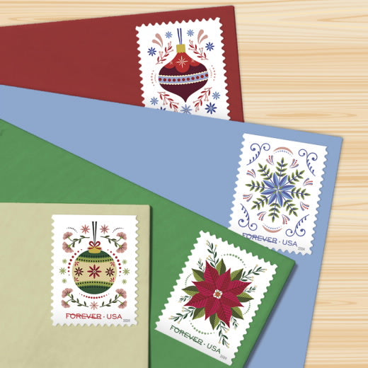 USPS 2024 Holiday Joy Forever Stamps Booklet of 20 - Mint (4 Designs)