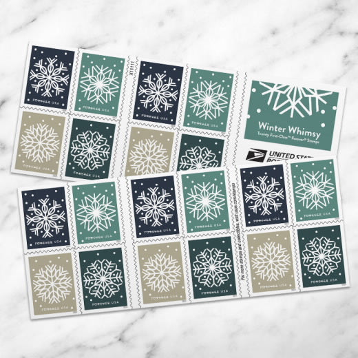 USPS 2024 Winter Whimsy Snowflake Forever Stamps Booklet of 20 - Mint