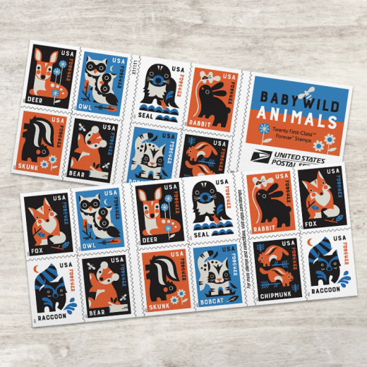 USPS Baby Wild Animals Forever Stamps Booklet of 20