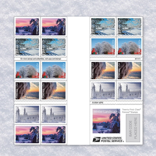 USPS Winter Landscapes Forever Stamps Booklet of 20