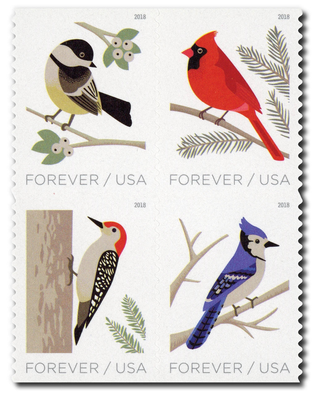 2018 USPS Birds in Winter Forever Stamps Booklet of 20
