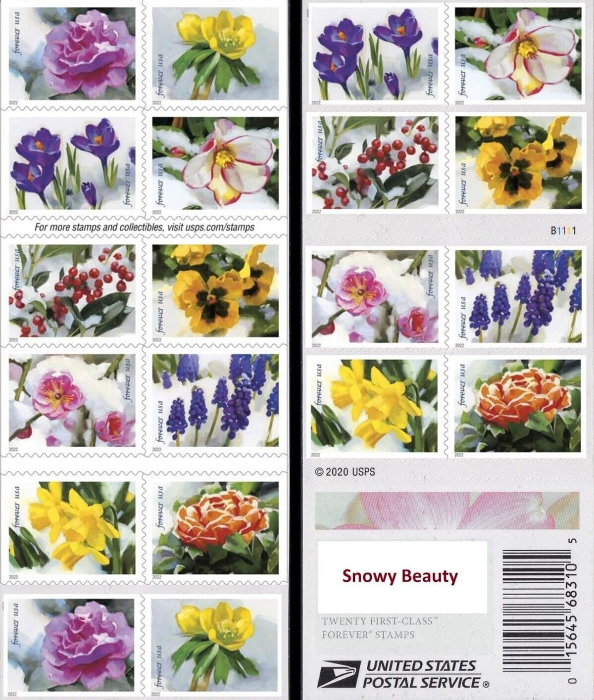 2022 USPS Snowy Beauty Forever Stamps Booklet of 20
