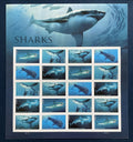 2017 USPS Sharks Forever Stamps Pane of 20 (5 Designs)