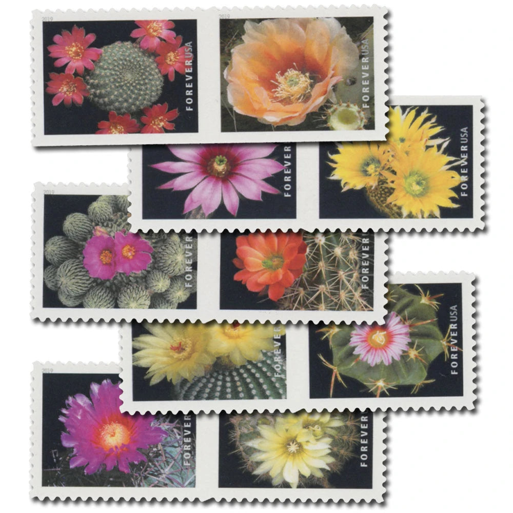 USPS 2019 Cactus Flowers Forever Stamps Booklet of 20 - Mint (10 Designs, Scott #5350-5359)