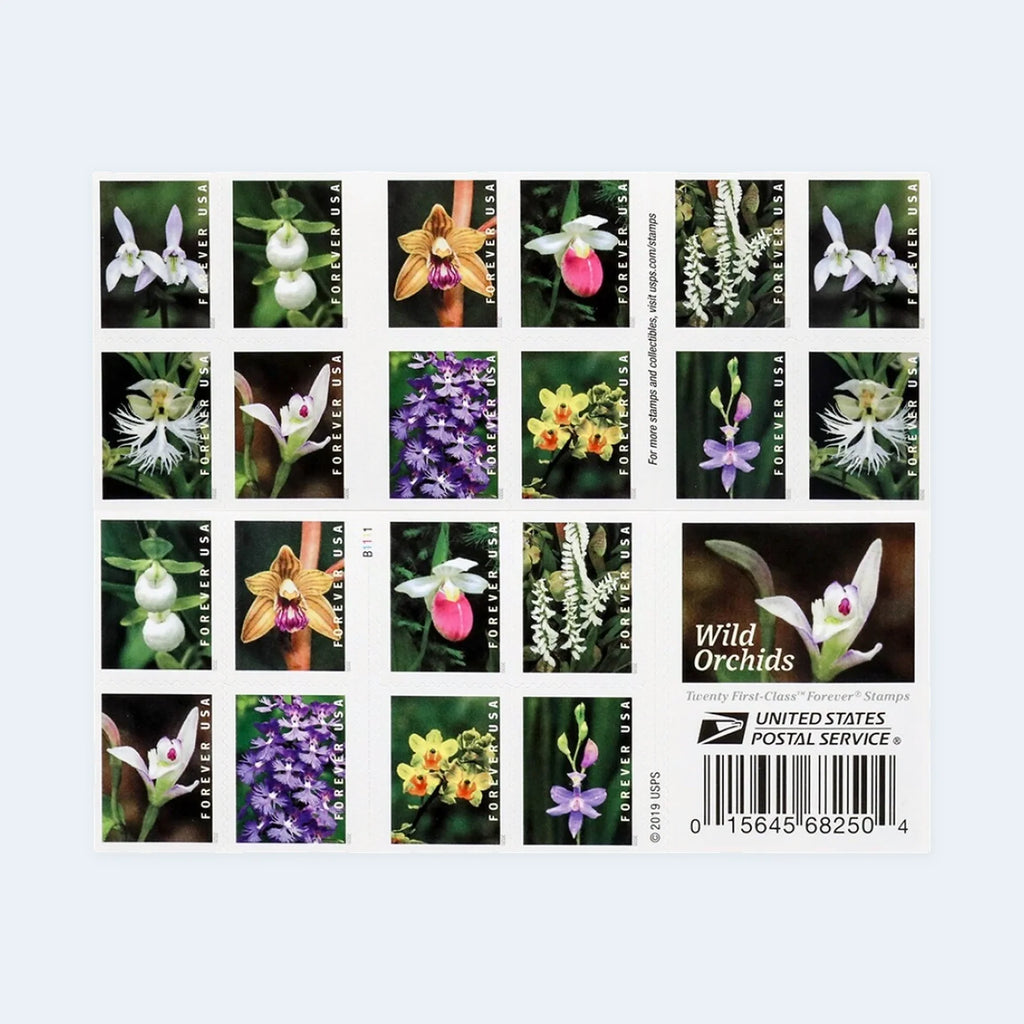 USPS 2020 Wild Orchids Forever Stamps Booklet of 20 - Mint (10 Designs, Scott #5445-5454)