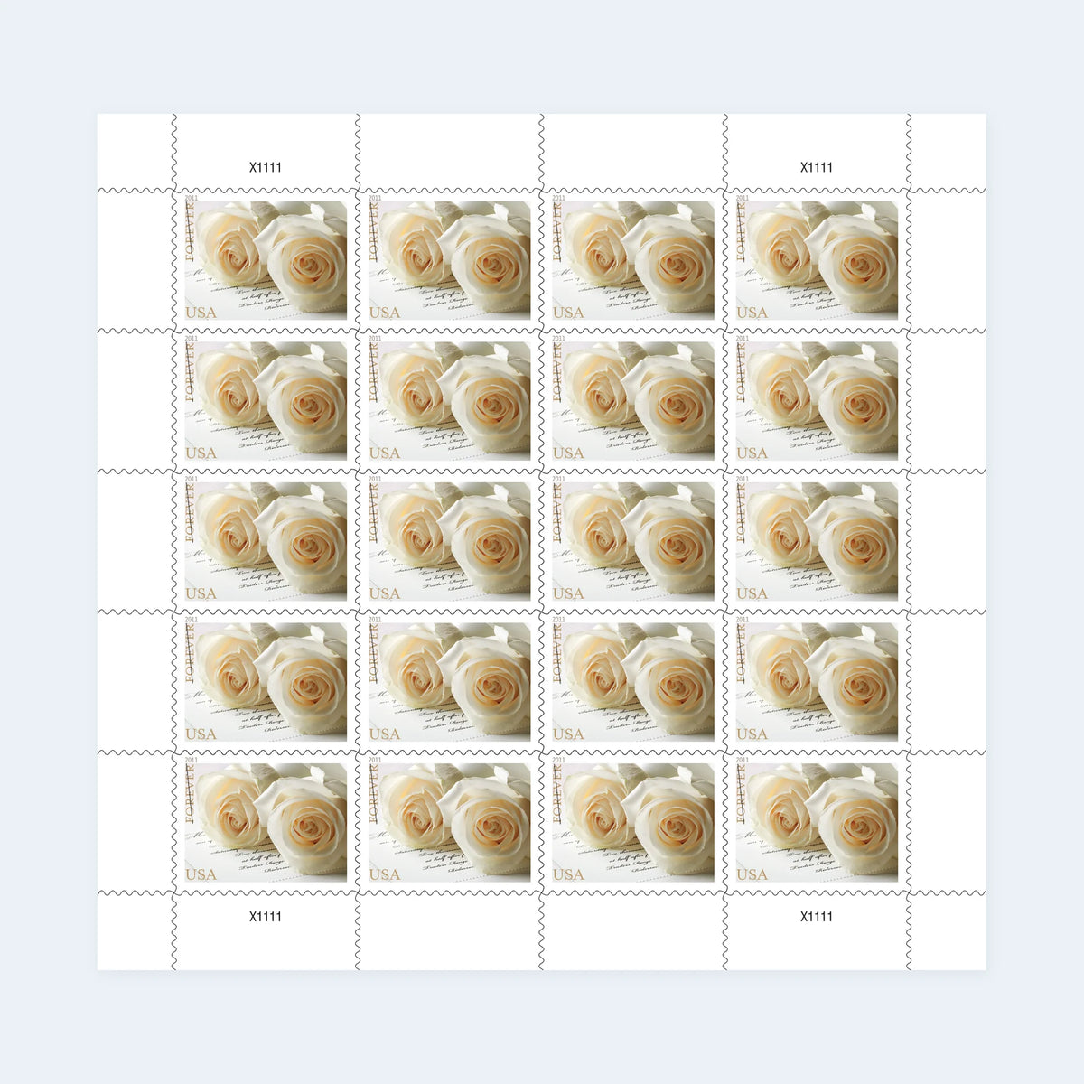 USPS 2011 Wedding Roses Forever Stamps Sheet of 20 - Mint (Scott #4520)