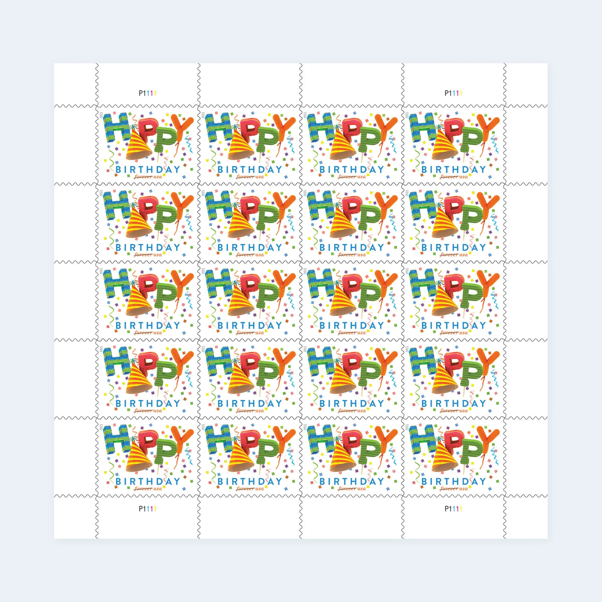 USPS 2021 Happy Birthday Forever Stamps Sheet of 20 - Mint (Scott #5635)