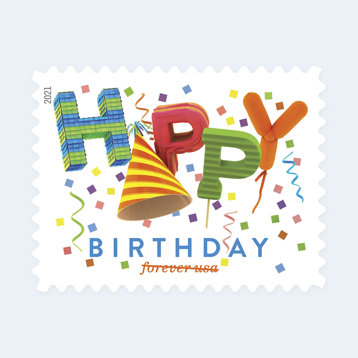 USPS 2021 Happy Birthday Forever Stamps Sheet of 20 - Mint (Scott #5635)